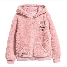 - Pink Sherpa Zip-Up Hoodie Jacket - Has "Living The Dream' Embroidered On Upper Chest - Size 14 (Youth, Fits Like A S/M) - Chest Measures Approx 19" - Brand New With Tags Please Let Me Know If You Have Any Questions. Cozy Sherpa Hoodie With Long Sleeves, Cozy Long Sleeve Sherpa Hoodie, Casual Sherpa Hooded Jacket With Fleece Lining, Sherpa Hoodie With Pockets, Sherpa Hoodie With Drawstring Hood And Long Sleeves, Long Sleeve Sherpa Hoodie With Pockets, Fall Sherpa Hooded Jacket, Sherpa Hoodie With Double-lined Hood, Sherpa Hoodie With Double-lined Hood And Long Sleeves