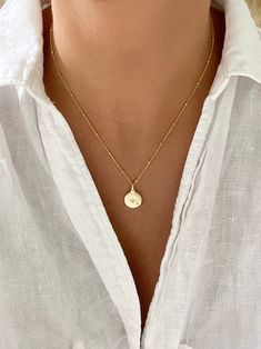 Dainty Coin Medallion Necklace Gift, Dainty Gold Plated Medallion Coin Necklace, Minimalist Gold Medallion Necklace, Dainty Coin Medallion Necklace, Tarnish Resistant, Dainty 14k Gold Coin Necklace, Tarnish Resistant, Coin Necklace Gold, Disk Necklace, Gold Necklace Simple, Gold Coin Necklace