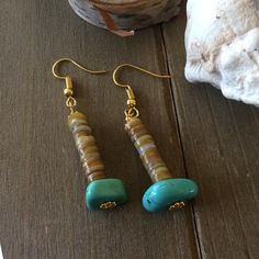 Puka earrings turquoise stone blue earrings puka shell earrings beach rare kabibi beach earrings dan Bohemian Dangle Earrings For Beach, Nickel-free Bohemian Earrings For Vacation, Bohemian Nickel Free Earrings For Vacation, Bohemian Nickel-free Earrings For Vacation, Bohemian Earrings With Ear Wire For Vacation, Bohemian Drop Earrings For Vacation, Nickel-free Bohemian Earrings For Beach, Bohemian Nickel-free Earrings For Beach, Bohemian Ear Wire Jewelry For Beach