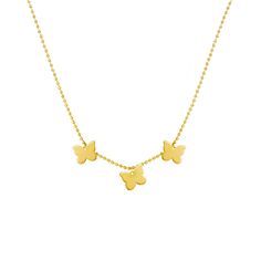 Gift your daughter this with precious Triple Butterfly Necklace, adjustable from 13'-15' and crafted in 14K Yellow Gold. Product Details: Millimeter: 1.15 Gauge: 120 Closure: 5.0m Spring Ring Average Weight (g): 3.02 Mommy Loves You, Bead Ball, Gold Bead Necklace, 14k Gold Necklace, Gold Butterfly, Yellow Gold Chain, Girls Necklaces, Gold Price, Butterfly Necklace