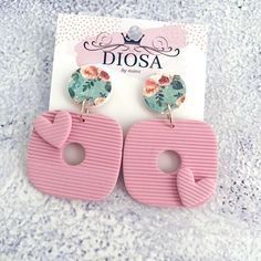 Lovers of unique style! Pair these pretty dangles with any outfit, from casual outings to a beach picnic, or a dinner date. They will be your 'go to' pair to make a unique fashion statement! Made from lightweight polymer clay and hypoallergenic posts, handmade in Australia. 5.6 cm long x 3.7 cm wide Handmade Feminine Earrings For Gift, Cute Party Earrings For Mother's Day, Cute Earrings For Mother's Day Party, Handmade Feminine Dangle Flower Earrings, Handmade Feminine Drop Earrings, Chic Pink Flower Earrings Gift, Cute Adjustable Earrings For Mother's Day, Handmade Drop Flower Earrings For Valentine's Day, Cute Earrings For Mother's Day With Ear Wire