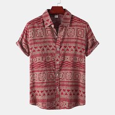 Lasaky - Plus Size, Elegant Summer Short Sleeve Shirt with Vintage Design Tiki Fashion, Casual Beach Style, Plus Size Vintage, Vintage Clothing Men, Cooler Look, Mens Short Sleeve Shirt, Moda Vintage, Mens Hawaiian Shirts, Mens Plus Size