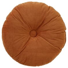 an orange round cushion on a white background