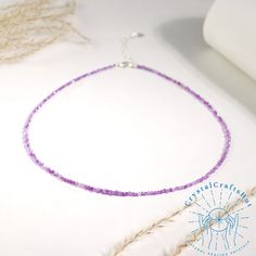 Amethyst Crystal Delicate Choker AAA+ Natural Amethyst Minimalist Necklace Adjustable 2MM Tiny Purple Crystal Beads Dainty Choker Yoga Crystal Dainty Necklace Gift️🌟❤️🌈🌿 🌟Material : Amethyst, Purple Crystal, Natural Stones, Natural Crystal, Rough Gemstones, Raw Stone 🌟Quality: AAA+ 🌟Length: 15"+2" silver clasp 🌟Beads size: 2 mm 🌟Size: Adjustable❤️ 😊Certainly! If you need any customization, feel free to reach out. I'm here to assist you. 😊😊 🌟+ Free gift pouch🌈🌿 👏From the choice of Purple Necklaces With Tiny Beads As Gift, Silver Crystal Necklace With Tiny Beads As A Gift, Purple Tiny Beads Necklace As Gift, Lavender Jewelry With Tiny Beads For Gifts, Purple Necklace With Tiny Beads Gift, Purple Tiny Beads Necklace Gift, Silver Beaded Necklaces With Faceted Amethyst, Lavender Gemstone Beaded Necklaces As Gift, Silver Beaded Necklace With Faceted Amethyst Beads