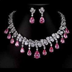 High Quality Tear Drop Shape Frosted Pink Tourmaline And Aaa Cubic Zirconia Bridal Wedding Jewelry Sets, 3 Layers Of White Gold Plated Jewelry Set Protection: Lead Free, Nickel Free, Cadmium Free Offers Are Welcome Luxury Silver Bridal Sets For Party, Elegant Pink Bridal Sets For Party, Elegant Pink Cubic Zirconia Bridal Necklace, Pink Hand-set Bridal Necklace For Party, Pink Hand Set Bridal Necklace For Party, Formal Pink Hand Set Bridal Necklace, Pink Cubic Zirconia Bridal Necklace For Party, Pink Cubic Zirconia Bridal Necklace For Wedding, Formal Pink Cubic Zirconia Bridal Necklace