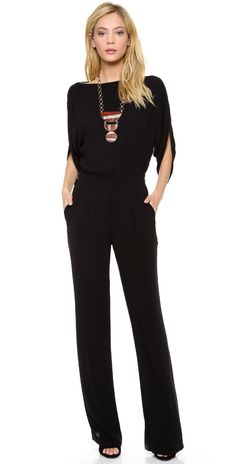 Diane von Furstenberg Lucy Jumpsuit | SHOPBOP Column Dressing, Nct Christmas, Fall Jumpsuit, Trendy Romper, Timeless Outfits, Summer Clothing, Blazer Outfits, Necklace Black, Black Romper