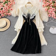 Materials: other Size: m, l Color: light yellow Dress Lebaran, Long Lace Dress, Stitching Dresses, Early Spring Outfits, Lace Dress Long, Corduroy Dress, Lace Evening Dresses, Fit Ideas, Sweet Dress