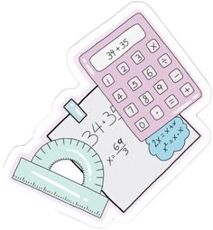 a pink calculator sticker sitting on top of a ruler