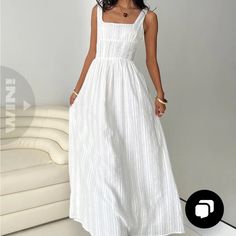 New With Tags Princess Polly Size M/Size 6 White Elegant White Maxi Dress, White Cotton Sundress, Brandy Melville Maxi Dress, Long Sun Dress Outfit, Low Back Maxi Dress, Minimalist Summer Maxi Dress, White Cotton Midi Dress, Brigerton Dress, Long White Dress Casual