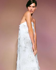 Skye Gown in White Organza with 3D Appliqué | Over The Moon Elegant Spring Ceremony Gown, Luxury Gown For Ceremonies, Luxury Spring Wedding Gown, Bridal 2024, Organza Flowers, Blazer And Skirt, College Design, Couture Collection, Spring Collection