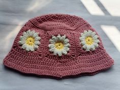 Handmade Crochet Granny Square flower Bucket Hat . This super cute crochet bucket hat is perfect for spring,summer,autumn,winter. It is use sustainable,eco-friendly yarn. it will be the Christmas gift,Wedding and Birthday gift for All Year. We accept custom made different color and pattern. Please feel free to contact us if you have any questions. have a blessed day Spring Beach Crochet Hat With Flower Shape, Cute Flower Hat For Beach, Cute Spring Crochet Hat For Vacation, Cute Handmade Hats For Spring, Cute Handmade Crochet Hat For Summer, Cute Handmade Spring Hat, Pink Flower-shaped Handmade Hats, Handmade Cute Sun Hat For Spring, Pink Handmade Flower Hat