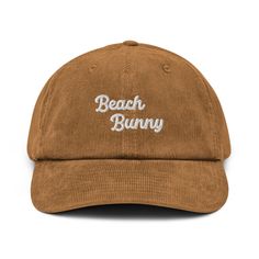 Get beach-ready with our Beach Bunny Vintage Corduroy Hat 🏖️🐰, the perfect beach accessories either as surf cap, beach enthusiasts, and beach bachelorettes alike. Crafted from high-quality corduroy, this surf hat offers both style and comfort for your sunny adventures ☀️. Whether you're catching waves 🌊 or celebrating by the shore 🥂, our Beach Bunny corduroy hat adds a playful and fashionable touch to your beach scene attire 👒. Embrace the beach vibes and make a statement with this eye-catc Casual Beach Baseball Cap One Size, Trendy Cotton Trucker Hat For Beach, Cotton Beach Baseball Cap, Trendy Beach Dad Hat, Cotton Baseball Cap For Beach, Trendy Beach Baseball Cap With Curved Brim, Trendy Baseball Cap For Beach Season, Trendy Adjustable Baseball Cap For Beach, Casual Adjustable Baseball Cap For Beach