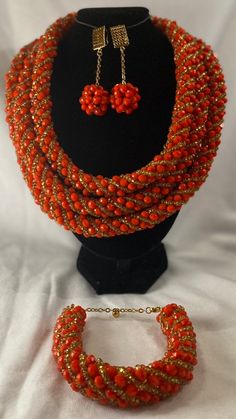 Coral Beads Necklace, (Iyun), for women, Bride, wedding, Engagement, party, traditional beads, high quality, Nigerian Coral Beads, African coral beads, Beads. 3-Rows coral beads. Mostly used - Traditional Wedding/marriage, Engagement, Baby Dedication, formal events. Contact for personalized orders  * Material: Coral Gemstones, accessories  * Handmade  * Jewelry Sets include: Necklace, Earrings and Bracelets/ Necklace and bracelet only  Kindly allow a difference of the picture/pattern of your ite Coral Beaded Necklace, Traditional Coral Beaded Necklaces With Polished Beads, Traditional Coral Beaded Necklaces, Red Beaded Necklaces For Traditional Ceremonies, Traditional Red Coral Beaded Necklace With Colorful Beads, Traditional Coral Beaded Necklaces With Colorful Beads, Bridal Necklace With Colorful Round Beads, Traditional Beaded Chain Beads For Party, Elegant Red Coral Beaded Bracelets With Round Beads