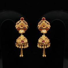 Discover the allure of Handmade Gold Jewelry at https://morvijewels.etsy.com/   Get a dazzling 25% off on all our 22k and 18k gold pieces. Don't miss out on this limited-time offer. Shop now and embrace the radiance of gold!Beautiful 22 Karat Gold Handmade Earrings jhumki Traditional Design jewelry Gold Purity- 22k yellow Gold Length - 3.6  cm approx Width - 1.2 cm approx  Weight - 8.84  grams approx the earrings come with normal backs or push or screw. if you want real please let me know. Click Wedding Jhumkas With Intricate Dangle Design, Wedding Dangle Jhumkas With Intricate Design, Temple Jewelry Danglers With Latkans For Wedding, Traditional Gold Bridal Earrings For Marriage, Traditional Gold Bridal Earrings For Wedding, Gold Chandbali Earrings For Wedding, Gold Chandbali Earrings For Marriage, Dangle Latkan Jhumkas For Weddings, Festive Intricate Design Earrings For Wedding