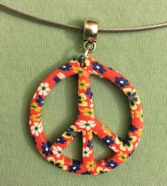 Peace Sign Necklace, Sign Necklace, Red Blue White, Polymer Clay Pendant, Rose Pendant, Necklace Red, Owl Pendant, Fimo Clay, Flower Pendant Necklace