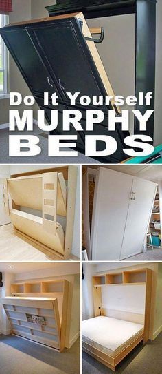 there are pictures of different types of beds in the room with text overlay that says do it yourself murphy beds