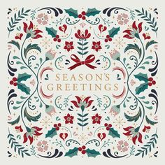 the cover for season's greetings, with holly and berries on white background