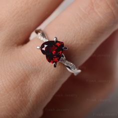 ◆ The ring is handcrafted from sterling silver and decorated with a dazzling 8*8 mm Garnet and CZs. It is suitable for engagement/anniversary/daily occasion. ◆ Production Description: Main stone Type: Garnet Main Stone Shape: Heart Cut Main Stone Size: 8*8 mm(2.44ct) Side stone: CZ Metal: 925 Sterling silver - Other options available in the drop down menu ◆ Customization: √Free for Add Engraving √Other Metal Type Available √Other Gemstones & Shapes Available √Personalization Requests Availab Pear-shaped Promise Rings For Valentine's Day, Oval Heart Ring For Valentine's Day Promise, Oval Heart Promise Ring For Valentine's Day, Pear-shaped Fine Jewelry For Wedding Gift, Valentine's Day Gift Rings With Cubic Zirconia, Valentine's Day Pear-shaped Fine Jewelry Rings, Valentine's Day Pear-shaped Fine Rings, Red Diamond Heart Ring For Anniversary, Fine Jewelry Solitaire Diamond Ring For Valentine's Day