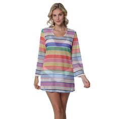 Hit the beach in style wearing this Women's Portocruz Bell Sleeve Tunic Swim Cover-Up.Click on this WOMEN'S GUIDE to find the perfect fit and more! Hit the beach in style wearing this Women's Portocruz Bell Sleeve Tunic Swim Cover-Up. Click on this WOMEN'S GUIDE to find the perfect fit and more! FEATURES Soft knit construction Straight hem No closure - pullover styling Bell sleeves Long sleeves Unlined ScoopneckFIT & SIZING 32-in. length from shoulder to hemFABRIC & CARE Polyester, spandex Hand Swimsuit Cover Ups, Swim Cover, Swimsuit Cover, Bell Sleeve, Soft Knits, Pullover Styling, Polyester Spandex, Fabric Care, In Style