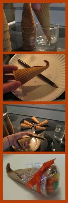 there are pictures of ice cream cones being made in the shape of fish and carrots