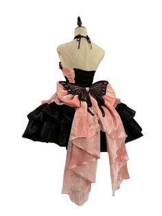 ❤Black Pink Lolita Princess Pure Style Halter Neck Suspender Dress❤︎ Pink And Black Gothic Dress, Pink And Black Fantasy Outfit, Pink Black Wedding Dress, Unique Pink Dress, Lolíta Dresses, Pink Goth Dress, Black And Pink Wedding Theme, Black And Pink Clothes, Frill Dress Ruffles