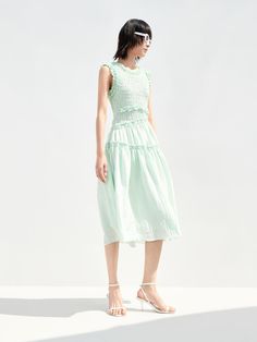 MO&Co. Women's Ruched Sleeveless Midi Dress Features : - Ruffled edging - U-shaped hollow - Smocked waist designCode : MBB2DRS001Back length of size S is 115cm MATERIALS & CARE : Material : 67% Polyester 33% PolyamideUse a washing machine at the mild process of 30℃Do not bleachDo not bleach, hang to dry Do not tumble dry, iron at low temperature Do not soak, do not expose to the sun In the mesh bag, wash with similar colors Please wash with special detergent for silk and woolPlease select your o Sleeveless Midi Dress, Mesh Bag, Midi Dress Sleeveless, Its My Birthday, Washing Machine, The Sun, Bleach, Midi Dress, Mesh