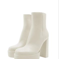 High-Heel Platform Ankle Boots. Round Toe. Zip Fastening On The Inside. Heel Height: 13 Cm. / 5.1″ Z4 Long Black Leather Boots, Black Sock Boots, Womens White Boots, Zara Ankle Boots, Metallic Ankle Boots, Green Ankle Boots, Long Leather Boots, Calf High Boots, Zara Boots