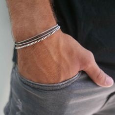 Men's Bracelet Men's Silver Bracelets Men's | Etsy Cool Mens Bracelets, Mens Cuff Bracelets, Mens Chain Bracelet, Mens Cuff, Silver Chain For Men, Mens Bracelet Silver, Mens Gold Bracelets, Elegante Casual, Silver Chain Bracelet