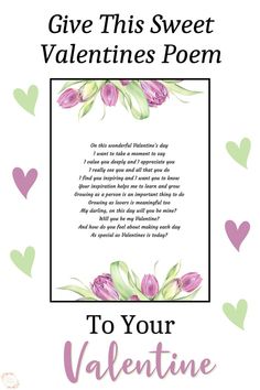 This pin is of a Valentines Day poem written by Becky from Khaim Designs. It is a digital download printable file and you can give it as wall art or a Valentines card. It has 2 pretty watercolour floral bouquets with purple tulips on either end of the print. My Love Poems, Lovely Poems, Be My Valentine Card, Make Someone Feel Special, Owls In Love, Valentine Card Printable, Romance Poems, Valentines Poems, Romantic Poems