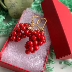 "LAST ONES, Discontinued Last Ones, CORAL Grape Earrings, GEORGIAN, Pair of reproduction 18th century RED Coral grape cluster earrings, 16K gold or 925 Silver GEORGIAN reproduction red, CORAL earrings - grape clusters like this were very popular throughout the centuries, including early examples in the Georgian or Colonial period, and thru the Victorian era. Small clusters of red CORAL beads with your choice of gold or silver leaf design, on high quality, period appropriate loops - 16K gold or s Elegant Handmade Clip-on Earrings For Gift, Elegant Handmade Clip-on Earrings As Gift, Handmade Elegant Cluster Earrings For Formal Occasions, Handmade Gold Cluster Earrings For Formal Events, Handmade Gold Cluster Earrings For Formal Occasions, Elegant Handmade Cluster Earrings For Formal Occasions, Formal Handmade Gold Cluster Earrings, Antique Handmade Clip-on Earrings For Formal Occasions, Antique Dangle Earrings As Gift