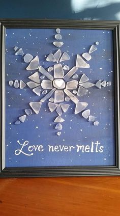 a snowflake with the words love never melts on it