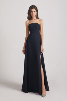 Strapless Floor Length Dress, Solid Color Dress Formal, High Neckline Bridesmaid Dress, Strapless Formal Dress Long, Formal Floor Length Dress, Elegant Silk Strapless A-line Dress, Wedding Guest Dress Strapless, Chic A-line Strapless Dress For Evening, Timeless Prom Dress