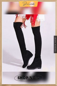 Plus Size 34-43 Winter Spring Ladies Fashion Flat Bottom Boots Shoes Over The Knee High Leg Suede Long Boots Winter Wedge Boots With Round Toe, Casual Fitted Platform Boots With Closed Toe, Casual Fitted Closed Toe Platform Boots, Winter Knee-high Closed Toe Boots, Winter Knee-high Boots Medium Width Closed Toe, Casual Winter Wedge Boots With Closed Toe, Casual Closed Toe Winter Wedge Boots, Casual Winter Closed Toe Wedge Boots, Black Wedge Boots With Flat Heel For Spring