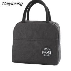 a black bag with panda face on the front and back side, it has a zipper closure