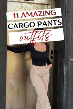 Thinking of what to wear with cargo pants? This post shows you 11 best cargo pants outfits that look casual but also chic. Save this post for more cargo pants outfit inspo! What To Wear With Kakhi Cargo Pants, Cargo Pants Outfit Winter, Brown Cargo Pants Outfit