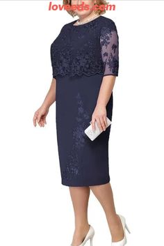 loveeds™-Elegant Lace Plus Size Evening Dress Scoop Neck Half Sleeve Wedding Guest Party Gowns Short Mother Of The Bride Dresses Plus Size Evening Dress, Gowns Short, Cocktail Dress Short, Mini Skirt Party, Midi Dress Elegant, Plus Size Cocktail Dresses, Vestido Plus Size, Evening Dresses Plus Size, Tops Blouse