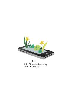 a cell phone with some plants on it