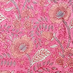 a pink and grey floral print fabric