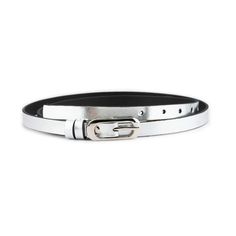 Elevate your dress attire with our Skinny Women's Silver Belt, a chic and elegant accessory designed to complement any outfit. Crafted from genuine leather, this belt offers both durability and a luxurious feel. Measuring 5/8" (1.5 cm) in width, it provides a sleek and refined look, perfect for accentuating your waist in dresses and other formal wear. The stunning silver color adds a touch of modern sophistication, making it a versatile piece that can easily transition from day to night. Whether Diesel Belt Silver, Modern Silver Belt With Buckle Closure, Leather Party Belts With Buckle Closure, Leather Belts With Buckle Closure For Party, Leather Belt With Buckle Closure For Parties, Elegant Formal Belt With Buckle Closure, Formal Adjustable Belts With Buckle Closure, Elegant Adjustable Belts With Buckle Closure, Adjustable Formal Belt With Buckle Closure