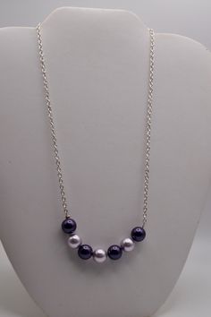 "Everyone loves pearls!  Purchase this one of a kind pearl and sterling silver necklace.  It is 18\"  in length and has 7 pearls all 8mm-10mm in dimension." Purple Necklace, Purple Pearl, Sterling Silver Necklace, Dark Purple, Sterling Silber, Sterling Silver Necklaces, Pendant Necklaces, Favorite Jewelry, Jewelry Necklace Pendant