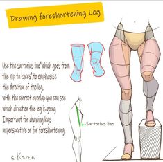 the drawing shows how to draw legs and feet