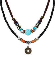 PRICES MAY VARY. Bohemian Style: This layered choker necklace features an eye-catching Western-inspired design with wooden beads for a boho-chic aesthetic. Versatile Accessory: Suitable for both men and women, this necklace adds a touch of personality and style to any outfit. Adjustable Length: The necklace can be adjusted (15 - 25 inches) to fit various neck sizes, ensuring a comfortable and customized wear. Durable Construction: Crafted with high-quality materials, this necklace is designed to Beaded Choker Ideas, Bead Choker Necklace, Layered Choker Necklace, Boho Layering, Bead Choker, Chic Aesthetic, Braided Rope, Jewelry For Men, Beaded Choker Necklace