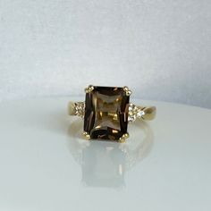 Smoky Quartz Ring Genuine Gemstone Gold Ring Statement Ring Engagement Ring Rectangle Ring Cocktail Ring - Etsy Rectangular Sapphire Ring For Anniversary, Rectangular Sapphire Ring With Accent Stones For Formal Occasions, Rectangular Sapphire Promise Ring, Formal Rectangular Sapphire Ring With Accent Stones, Formal Birthstone Ring With Rectangular Stone, Rectangular Topaz Ring With Prong Setting For Promise, Diamond Ring With Rectangular Gemstone, Rectangular Emerald Ring With Accent Stones For Formal Occasions, Rectangular Emerald Ring With Accent Stones For Formal Events