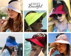 Easy to wear with pony tails soft&light material ✨This has a wide brim , extra protection for your face and eyes from harmful sun rays ✨The open top design makes this womens visor suitable to any hairstyle, then keeps you cool and vented in hot summer. ✨Made of Nylon, more breathable and skin-friendly, ideal for outdoor activities, like beach ,golf, jogging, garden，camping, hiking etc. Width:Hat circumference: 56-65 cm/22.04-25.59 inWide: 24 cm/9.44 inLong: 9.5 cm/3.74 in ❤️Thank you very much f Trendy Uv Protection Hats For Pool, Upf 50+ Visor For Summer Travel, Summer Outdoor Brimmed Visor, Summer Travel Visor With Uv Protection, Visor Hats For Sunbathing, Brimmed Summer Outdoor Visor, Wide Brim Visor For Vacation, Trendy Sun Hat With Upf 50+ For Sunbathing, Trendy Sun Hat With Uv Protection For Travel