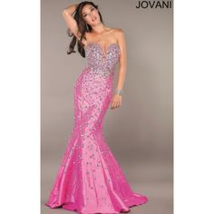 Brand New, Unworn, With Tags Jovani Strapless Mermaid Prom Dress Color: Fuchsia Size:0 Beautiful Jovani Prom Dress (Style No. 944) Metallic Multicolor Iridescent Gems *Some Have Minor, Barely Noticeable Scratches-Normal Wear And Tear From Being Tried On Strapless Hidden Zipper In Back Bra Support Fits True To Size Plunging Cutout Neckline Wedding Dress Uk, Long Mermaid Dress, Wedding Dresses Uk, Prom Dresses Jovani, Pink Wedding Dress, Pink Wedding Dresses, Prom Dress Styles, Pink Bridal, Pink Prom Dresses