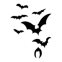 black bats flying in the air on a white background