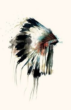 plumas-indias Headdress Art, Watercolour Tattoos, Native American Headdress, Indian Headdress, Art Et Illustration, Art And Illustration, Native Art, Native American Art, Hippie Chic