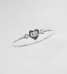 Sterling Silver Baby Monogram Bangle: OVAL, ROUND AND HEART . This bracelet made to be fitted for from 3 to 4 years old. It depends how big is the wrist of Child. made of : Genuine 925 Sterling silver(No Silver Plated, No Silver Coated) Free Monogram Front side (One Line), Additional Backside of disc Monogram (you could put the date of birth, special wordsex) Love Granny it will be added $4.99 - 5.99 Size : Circumference : 5.5 inch Measurement : 1.93 W x 1.62 H inches (49x41mm) Monogram Instruct Monogram Hearts, Monogram Bracelet, Free Monogram, Silver Bangle Bracelet, Sterling Silver Bangle Bracelets, Baby Monogram, Sterling Silver Bangle, Silver Coat, Silver Bangle Bracelets