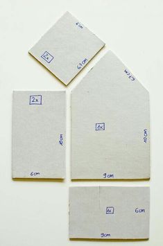 three pieces of paper with measurements on them