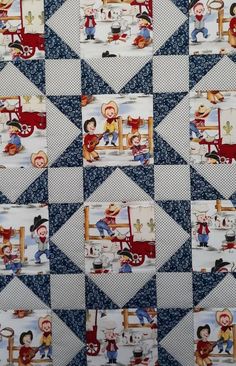 a quilted wall hanging with pictures of children on it's sides and in the middle